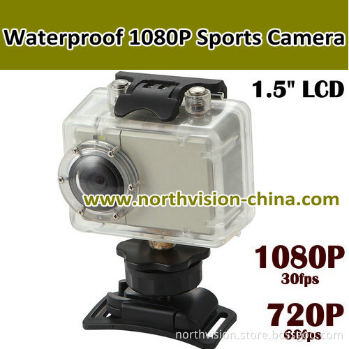 Waterproof Action Camera with 1080P 30fps, H. 264 MOV
